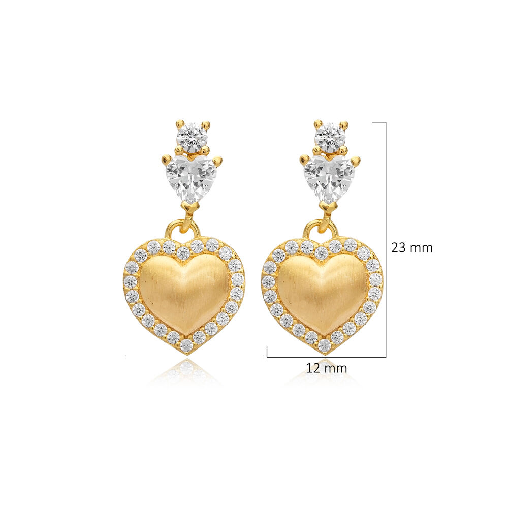 Heart Design CZ Stone Silver Stud Earrings Jewelry