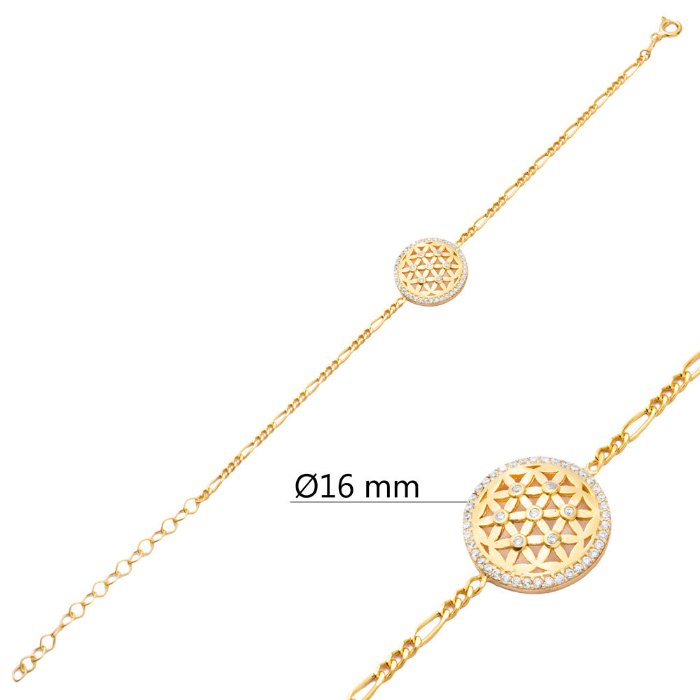 CZ Stone Flower of Life Charm Bracelet Wholesale 925 Silver