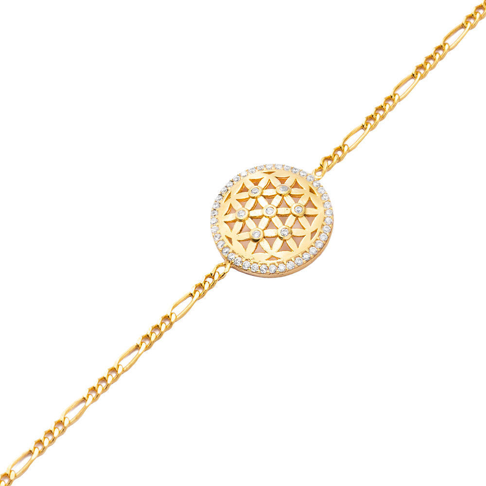 CZ Stone Flower of Life Charm Bracelet Wholesale 925 Silver