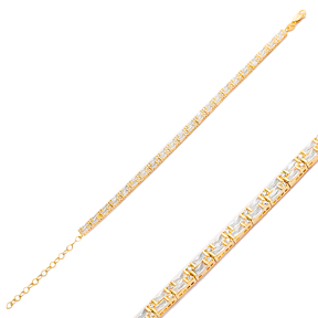 4.5 mm Baguette Design Wholesale 925 Silver Tennis Bracelet