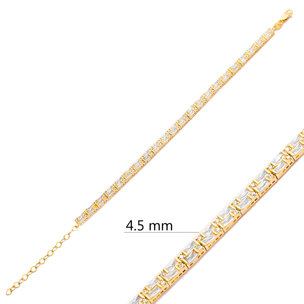 4.5 mm Baguette Design Wholesale 925 Silver Tennis Bracelet