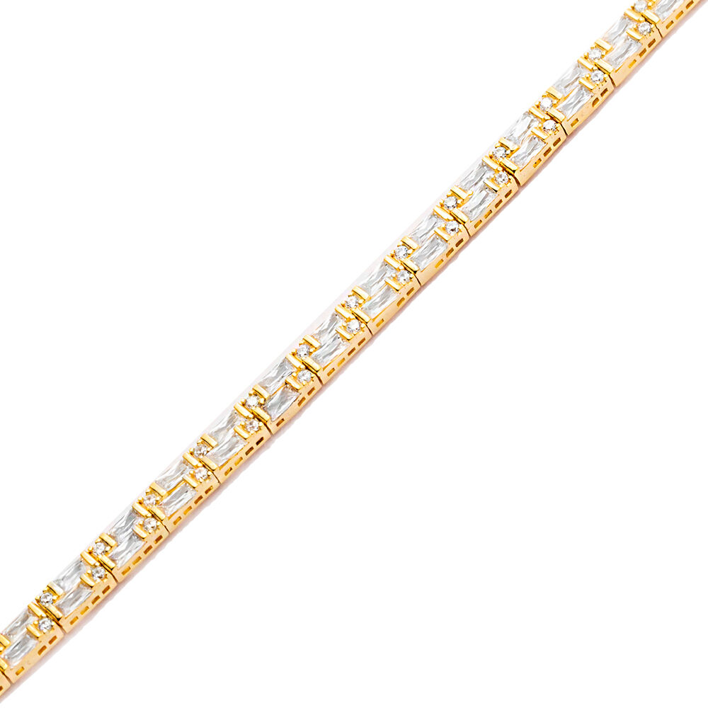 4.5 mm Baguette Design Wholesale 925 Silver Tennis Bracelet