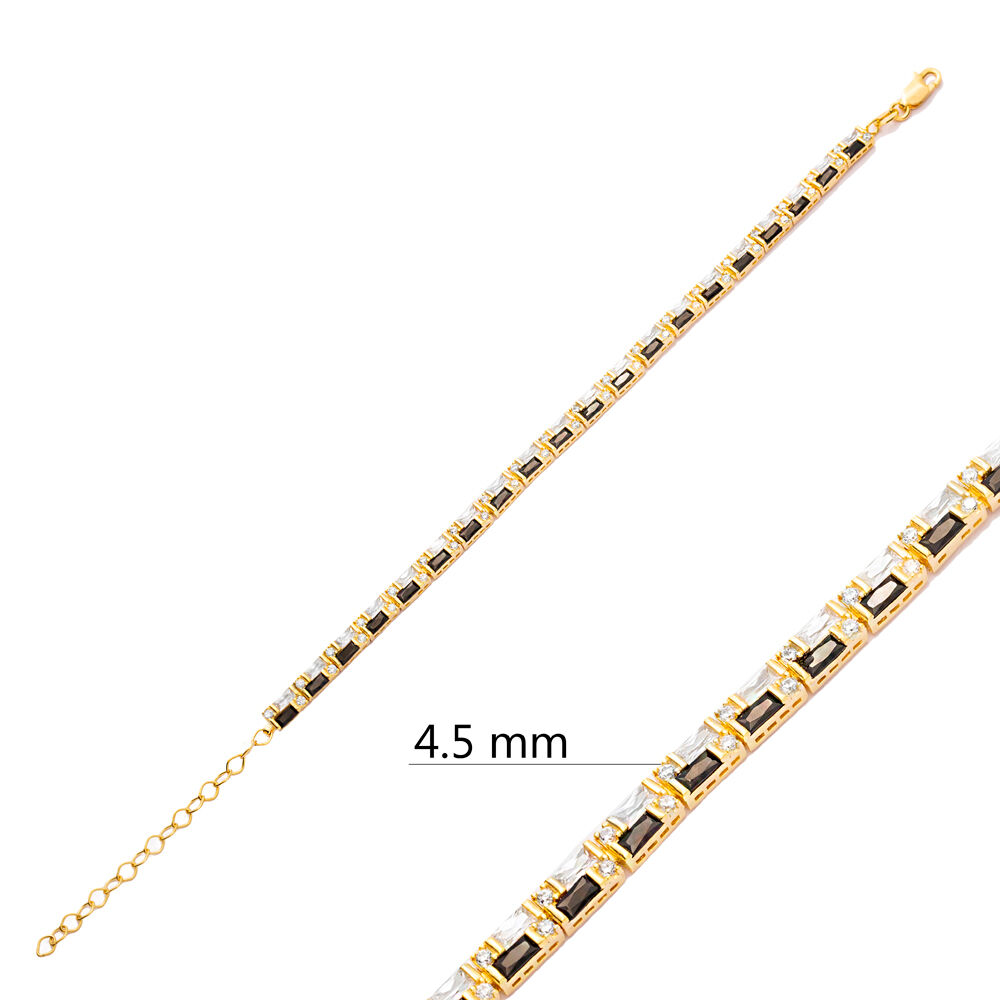 4.5 mm Black CZ Baguette Wholesale 925 Silver Tennis Bracelet