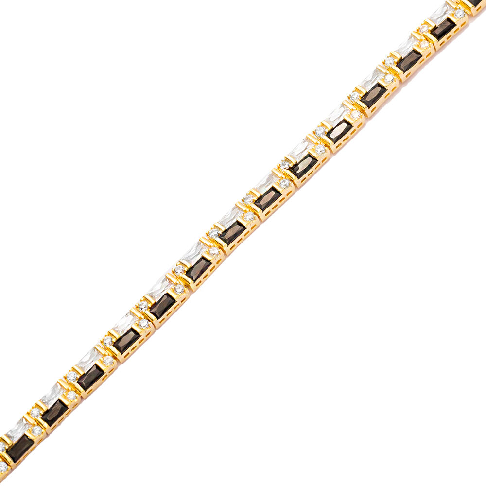 4.5 mm Black CZ Baguette Wholesale 925 Silver Tennis Bracelet