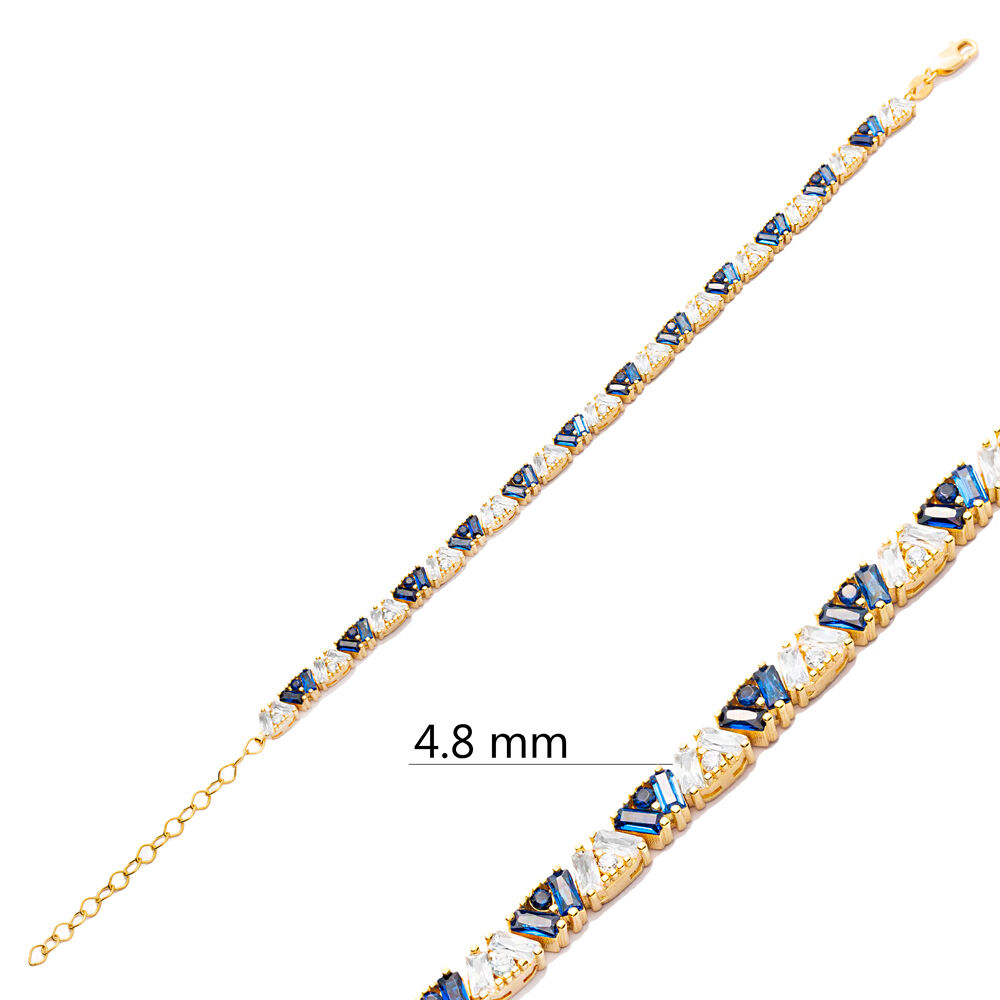 4.8 mm Sapphire Baguette Wholesale 925 Silver Tennis Bracelet