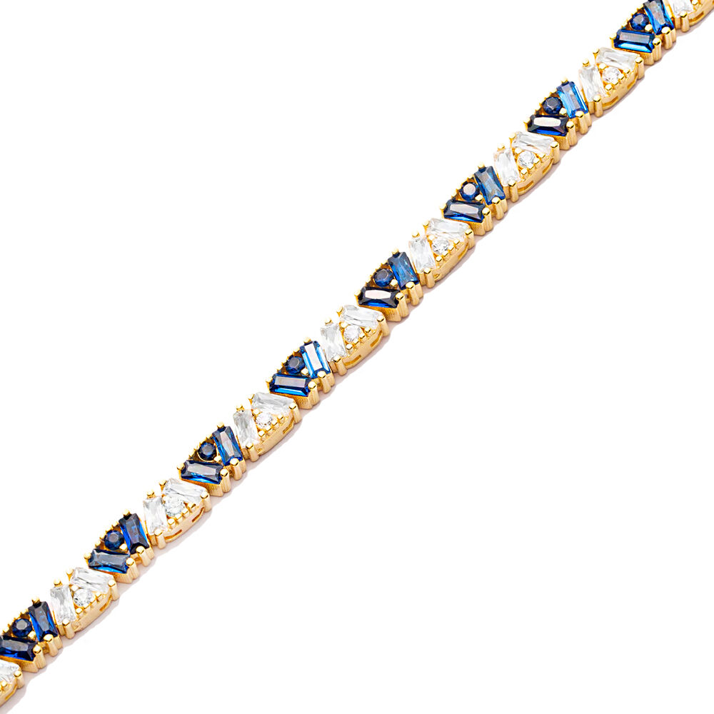 4.8 mm Sapphire Baguette Wholesale 925 Silver Tennis Bracelet