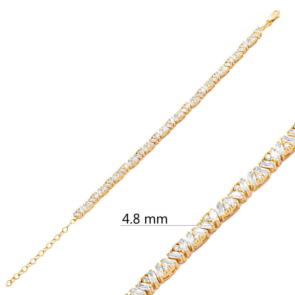 4.8 mm Clear Zircon Baguette Wholesale 925 Silver Tennis Bracelet