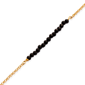 Minimalist Style Black Beads Wholesale Silver Beaded Bracelet