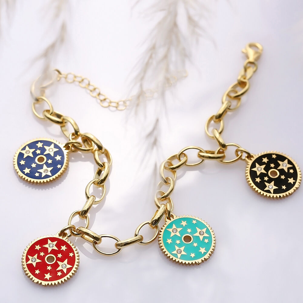 Enamel Charm Bracelet Wholesale 925 Sterling Silver Jewelry