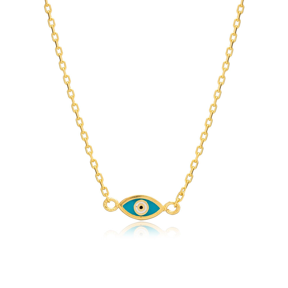 Double Side Evil Eye Enamel Silver Jewelry Charm Necklace