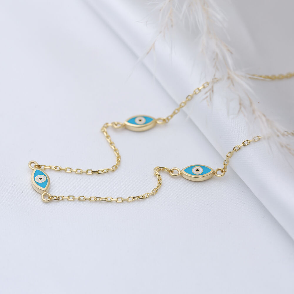 Double Side Evil Eye Enamel Silver Jewelry Charm Necklace