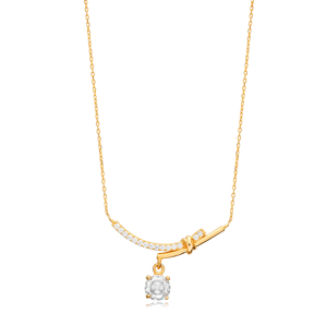 Elegant CZ Stone Charm Silver Jewelry Charm Pendant Necklace