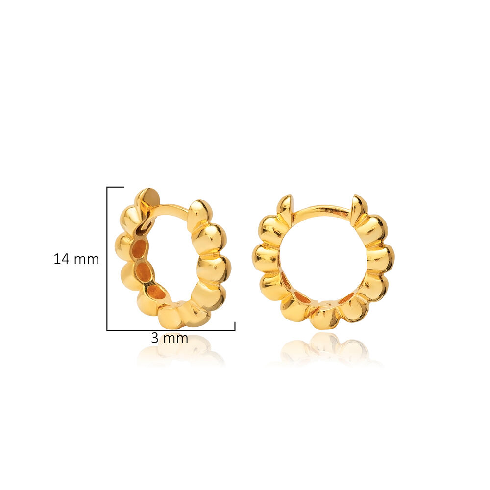 Ball Design Plain Wholesale Turkish Silver Hoop Earrings