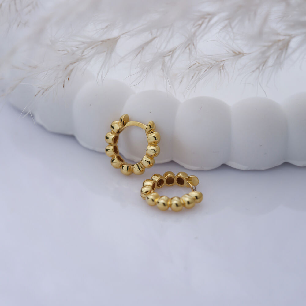 Ball Design Plain Wholesale Turkish Silver Hoop Earrings