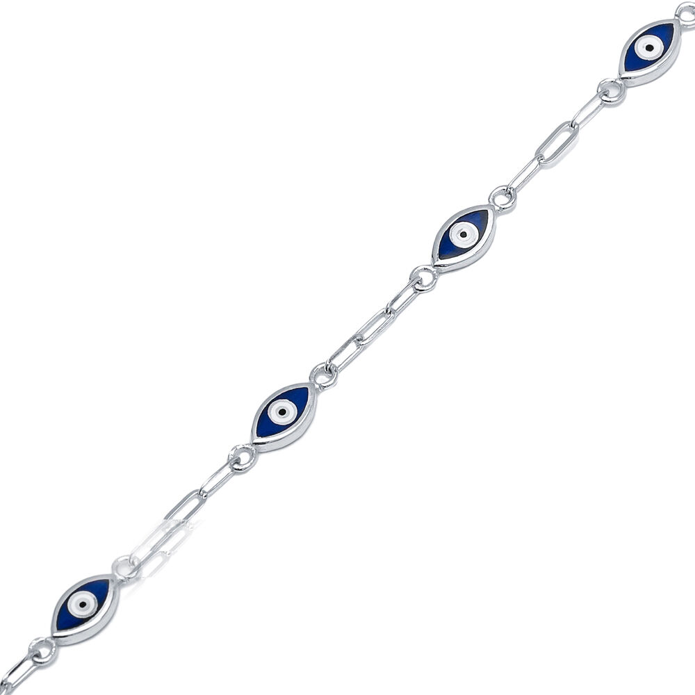 Dainty Evil Eye Enamel Charm Wholesale Silver Bracelet