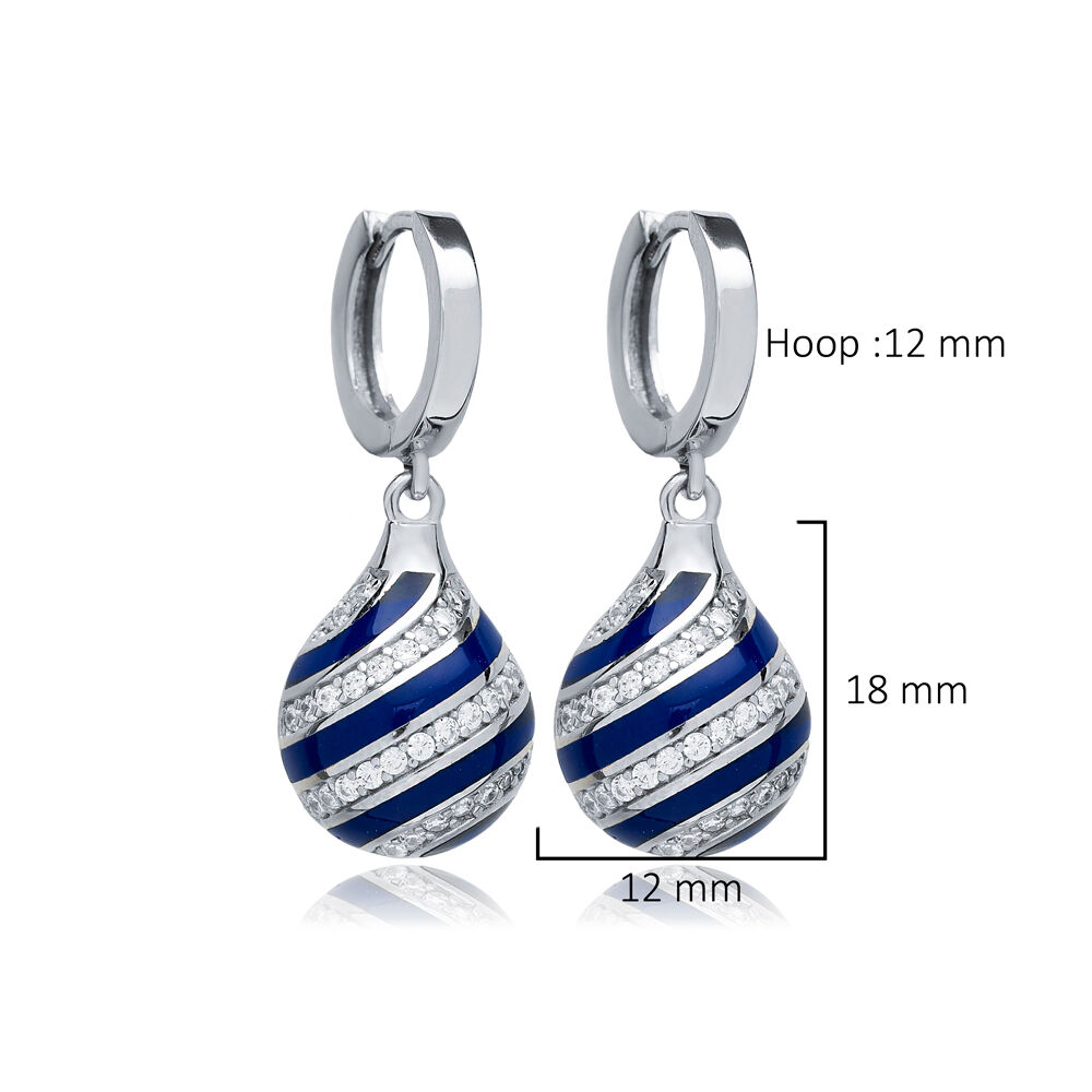 Elegant Enamel Drop Charm Wholesale Silver Dangle Earrings