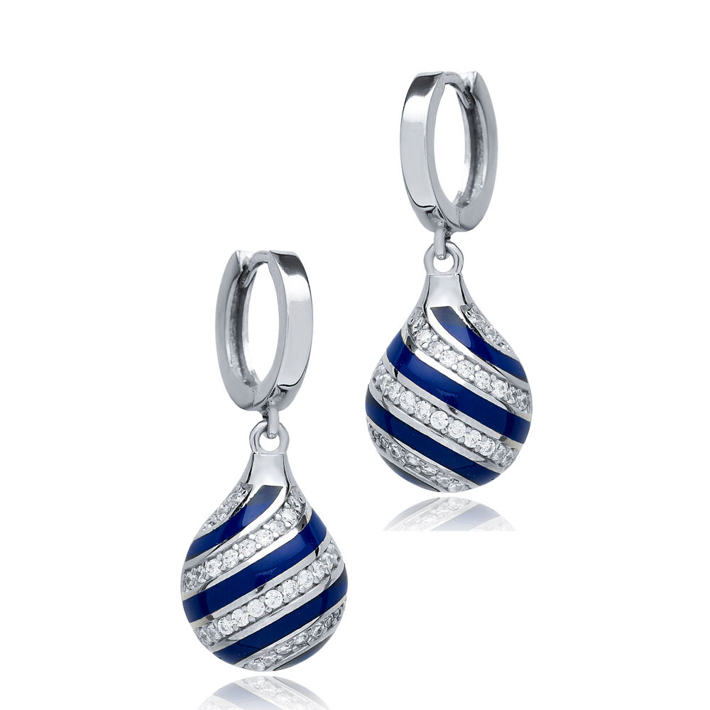 Elegant Enamel Drop Charm Wholesale Silver Dangle Earrings