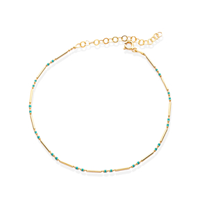 Minimalist Enamel Chain Turquoise Silver Jewelry Anklet