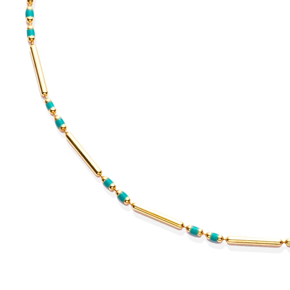 Elegant Turquoise Enamel Minimalist Silver Chain Bracelet