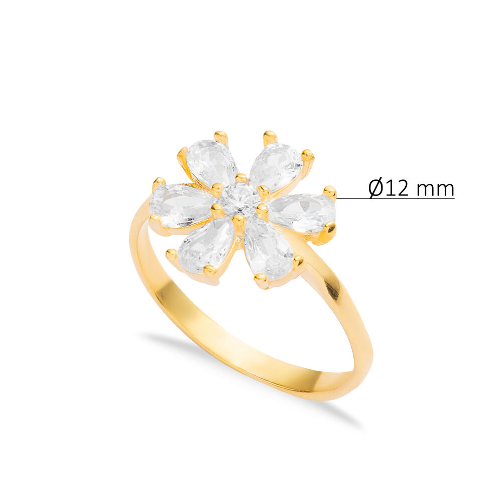 White CZ Stone Flower Design Silver Wholesale Cluster Ring