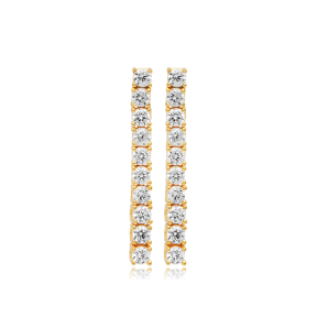 Elegant CZ Stone Silver Wholesale Long Stud Tennis Earrings