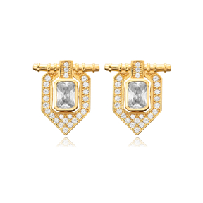 Popular Design Geometric Sterling Silver Stud Earrings