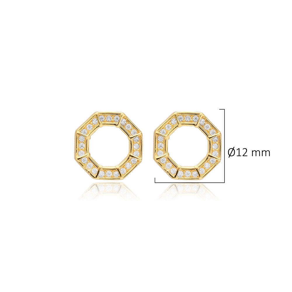 Octagon Design Geometric Stud Earrings