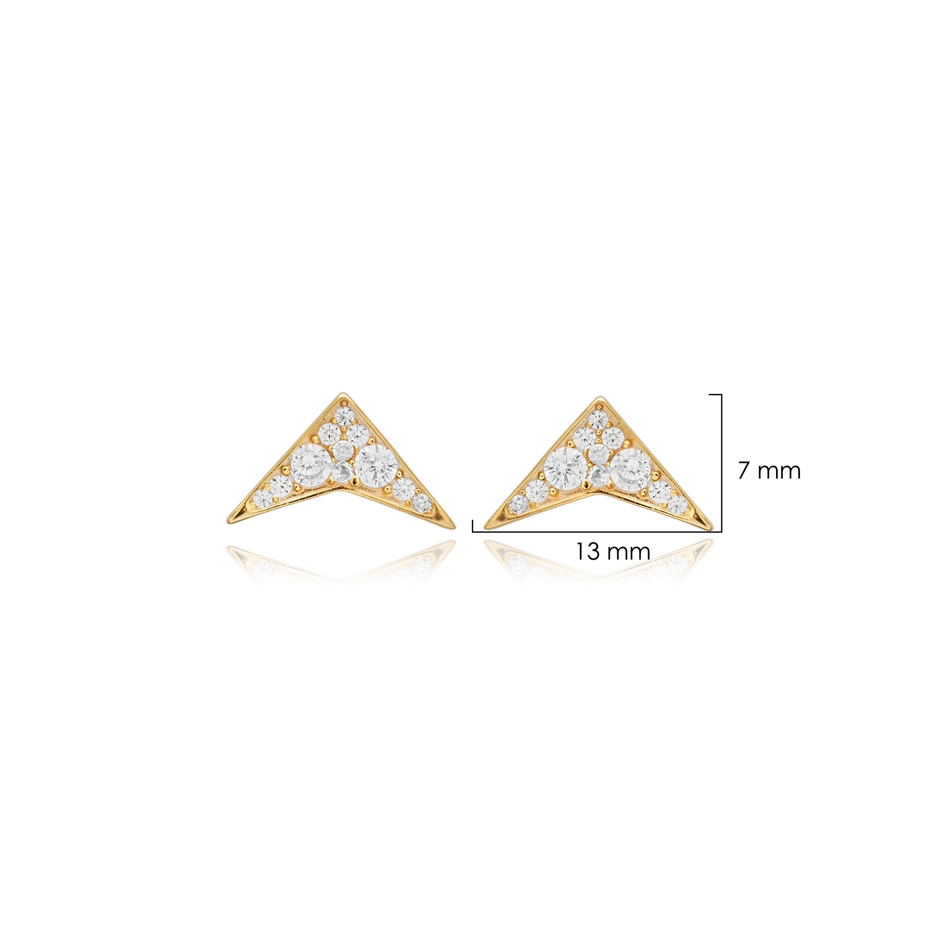 Boomerang Shape Zircon Stone Stud Earring Silver Jewelry