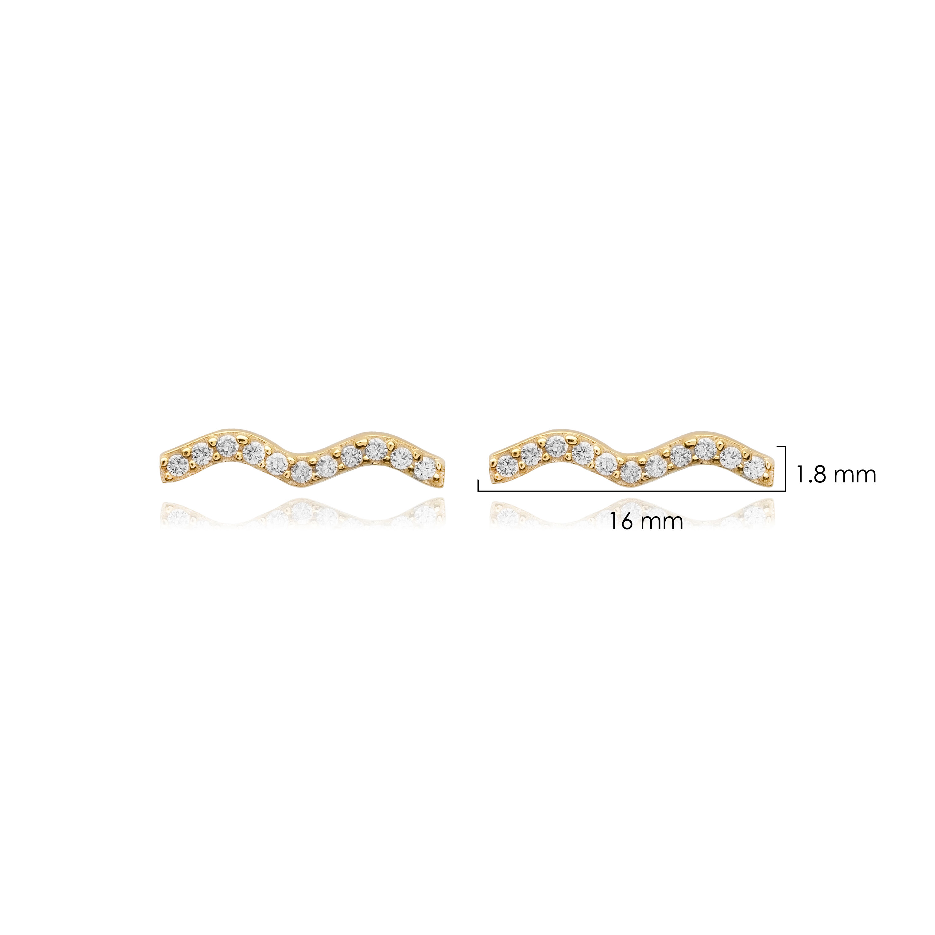 Wave Design Zircon Stone Stud Earrings