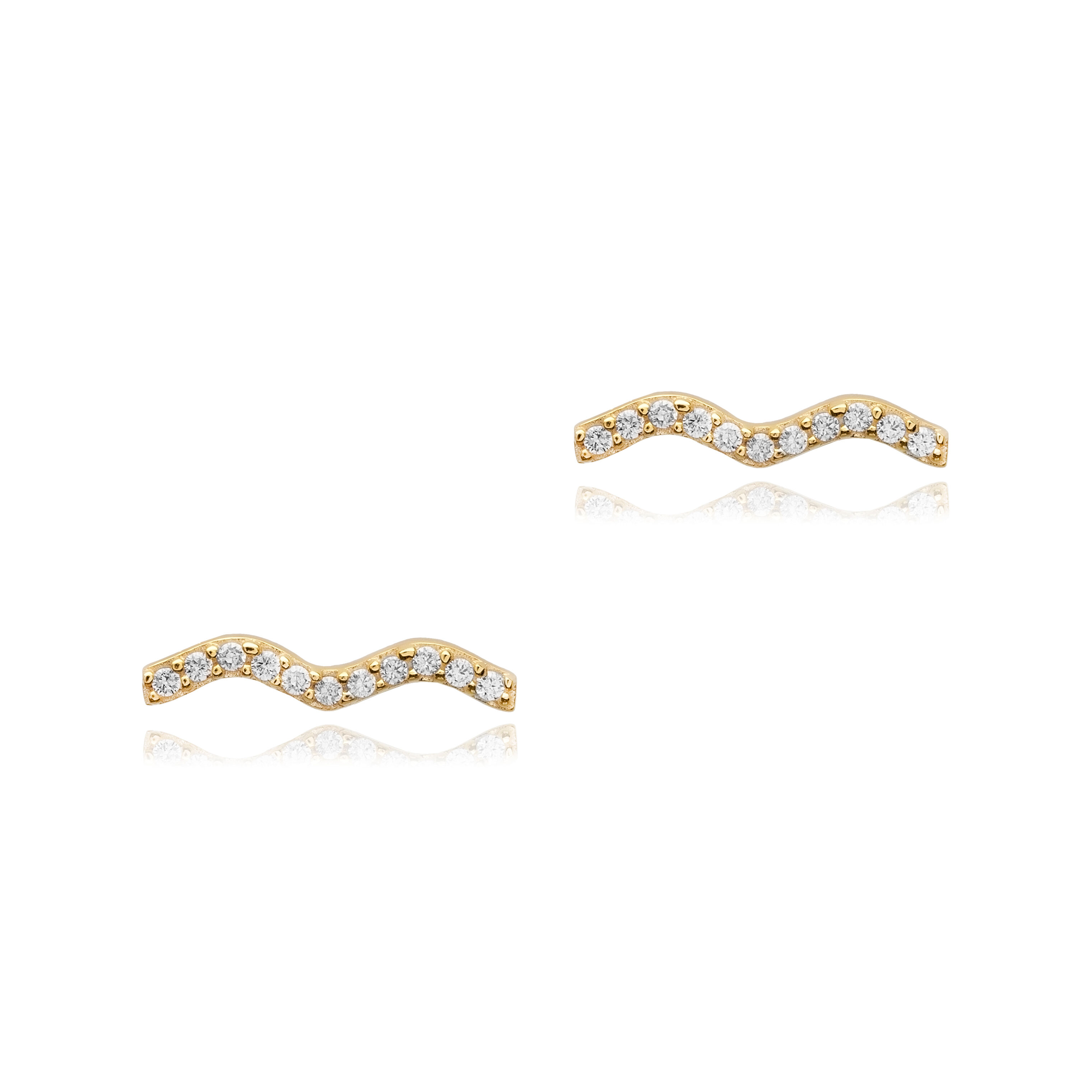 Wave Design Zircon Stone Stud Earrings