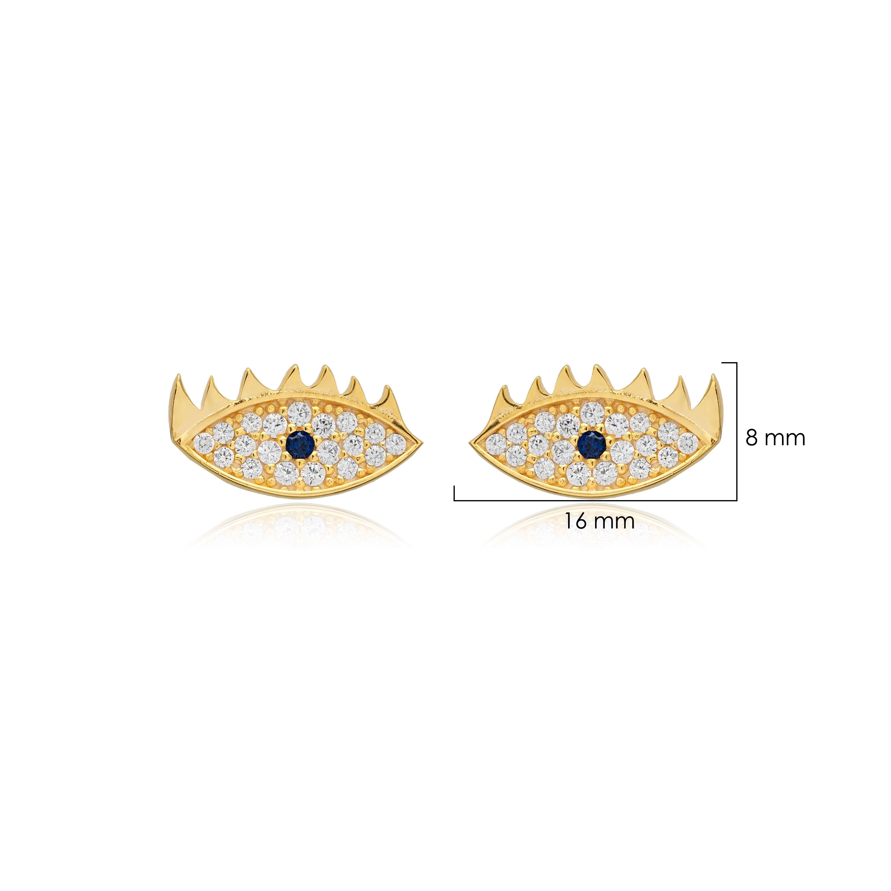 Sapphire CZ Stone Evil Eye Design Stud Earring