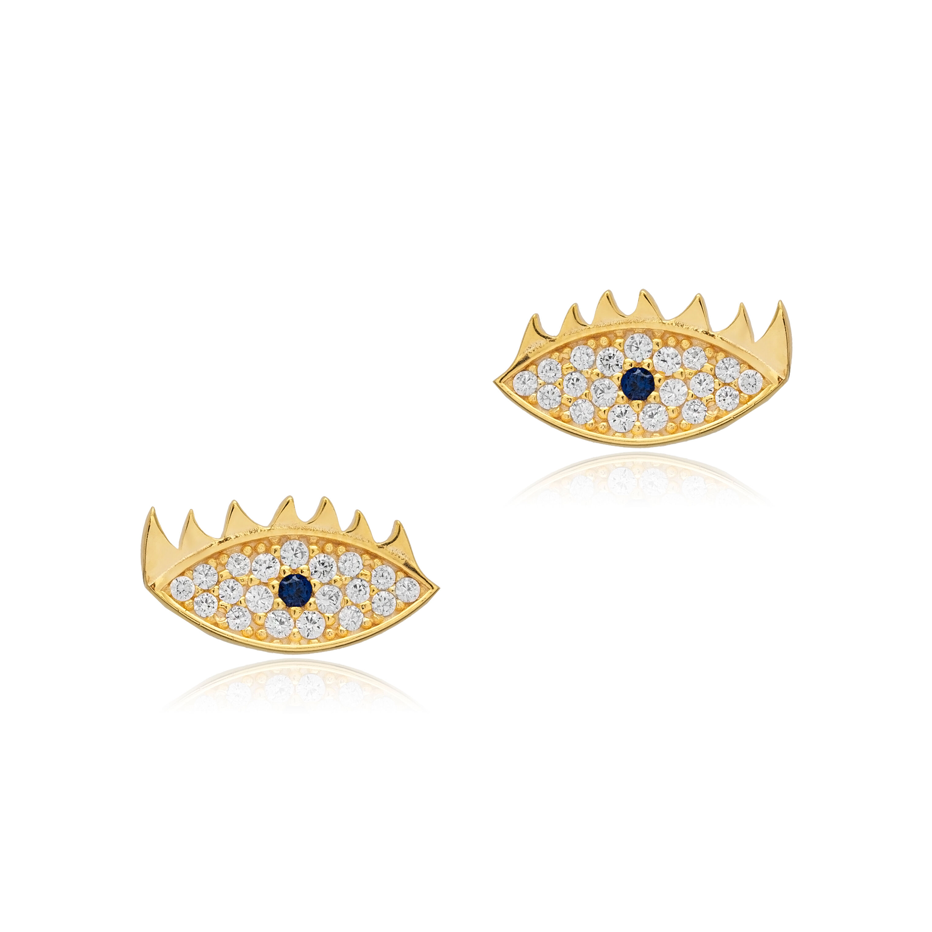 Sapphire CZ Stone Evil Eye Design Stud Earring