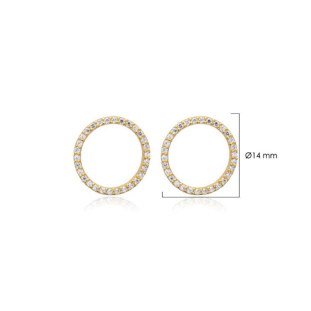 CZ Stone Hollow Circle Design Stud Earring