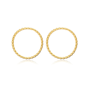 Auger Design Hollow Circle Stud Earring Jewelry