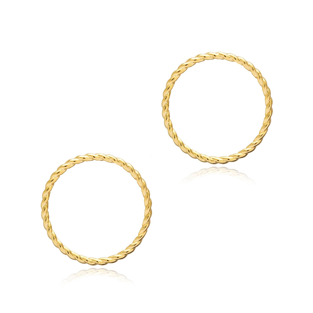 Auger Design Hollow Circle Stud Earring Jewelry