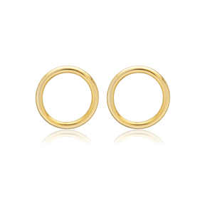 Hollow Circle Design Plain Silver Stud Earring