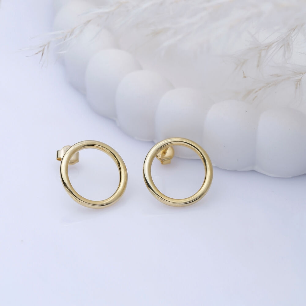 Hollow Circle Design Plain Silver Stud Earring