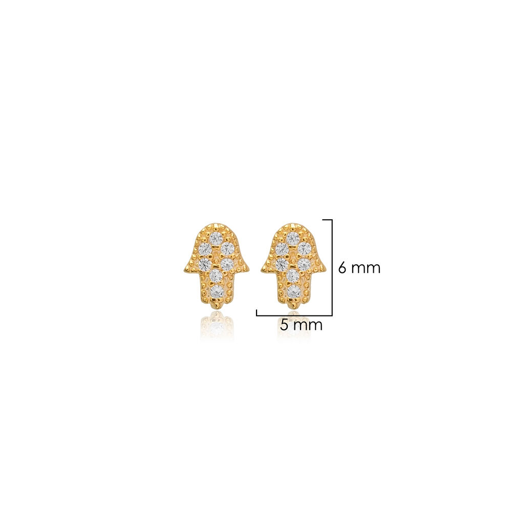 Hamsa Design Minimalist 925 Stud Earrings