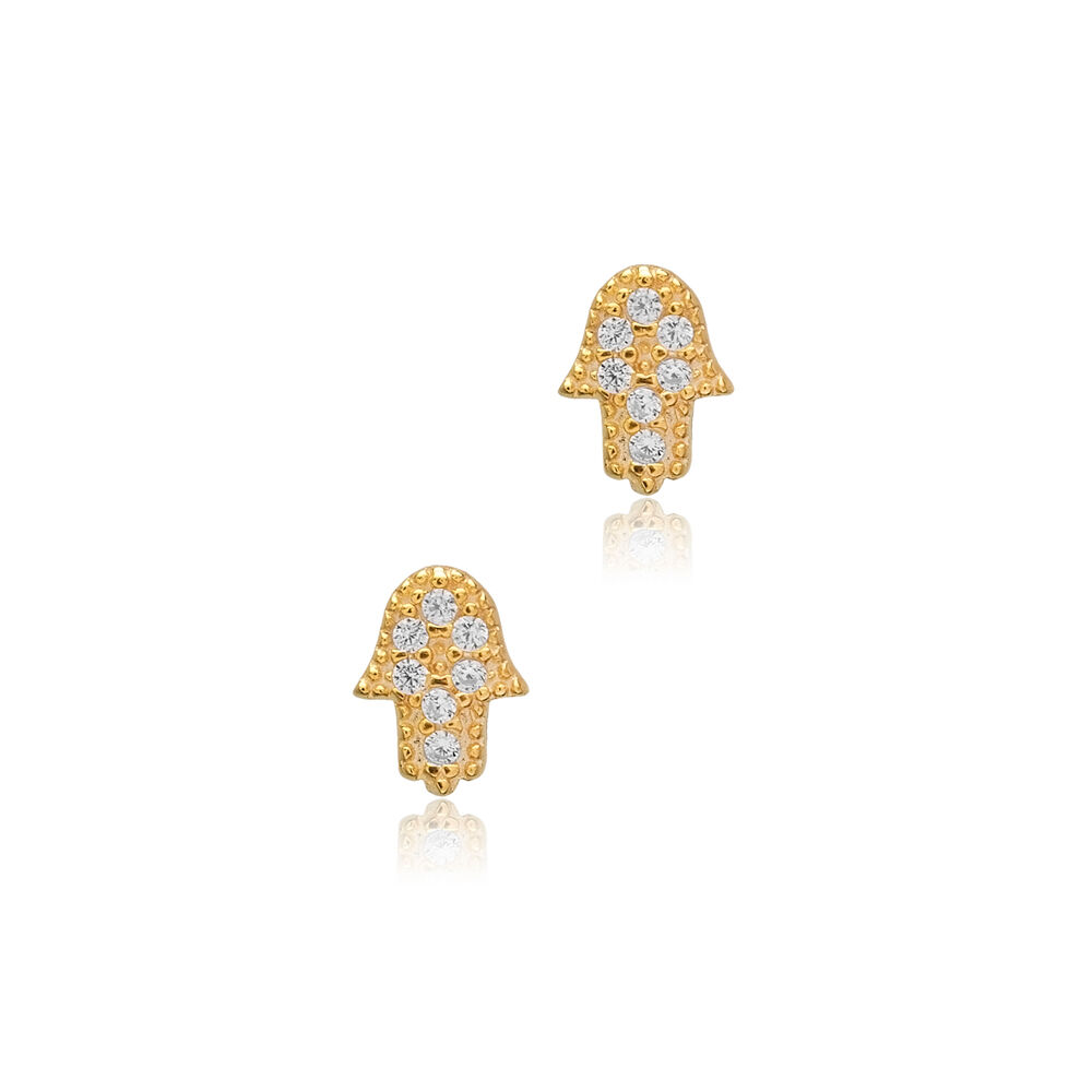 Hamsa Design Minimalist 925 Stud Earrings