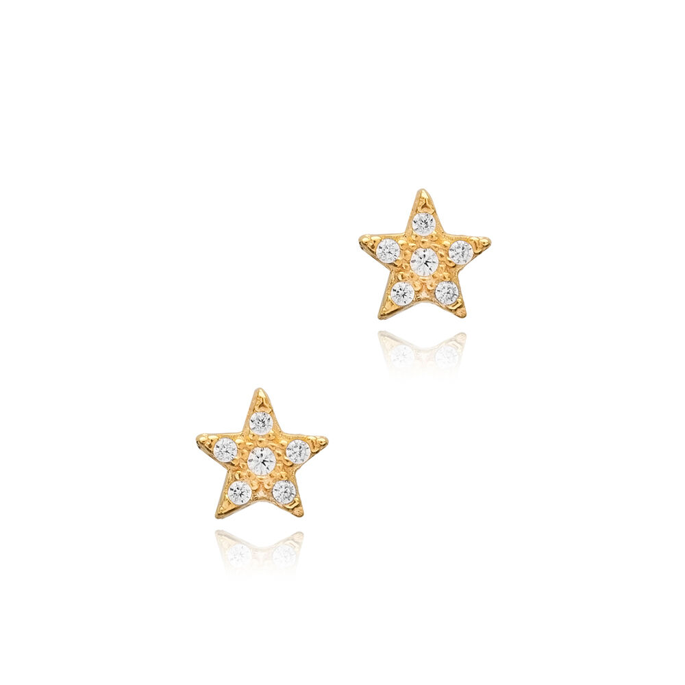 Star Design Minimalist Stud Earrings Silver Jewelry