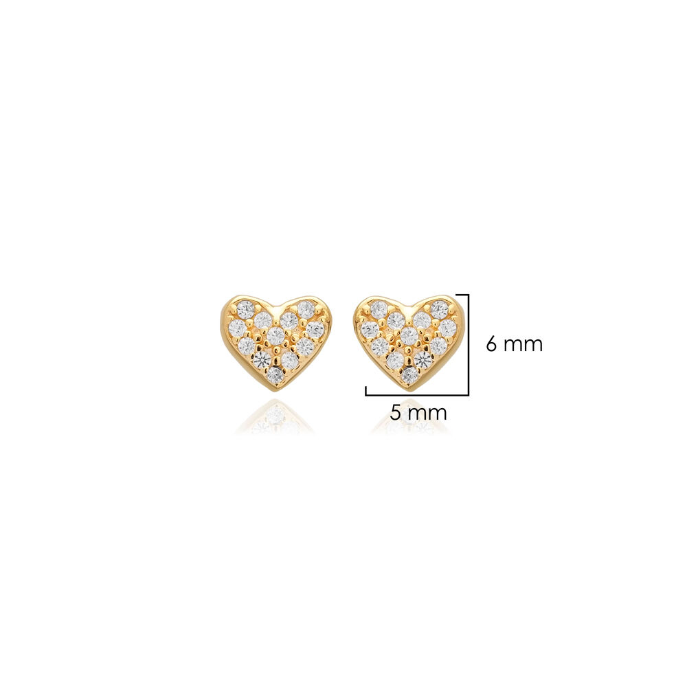 Heart Design Minimalist Silver Jewelry Turkish Stud Earrings