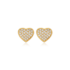 Heart Design Silver Jewelry Turkish Wholesale Stud Earrings