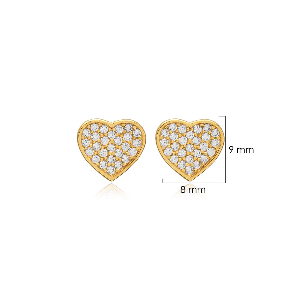 Heart Design Silver 925 Stud Earrings