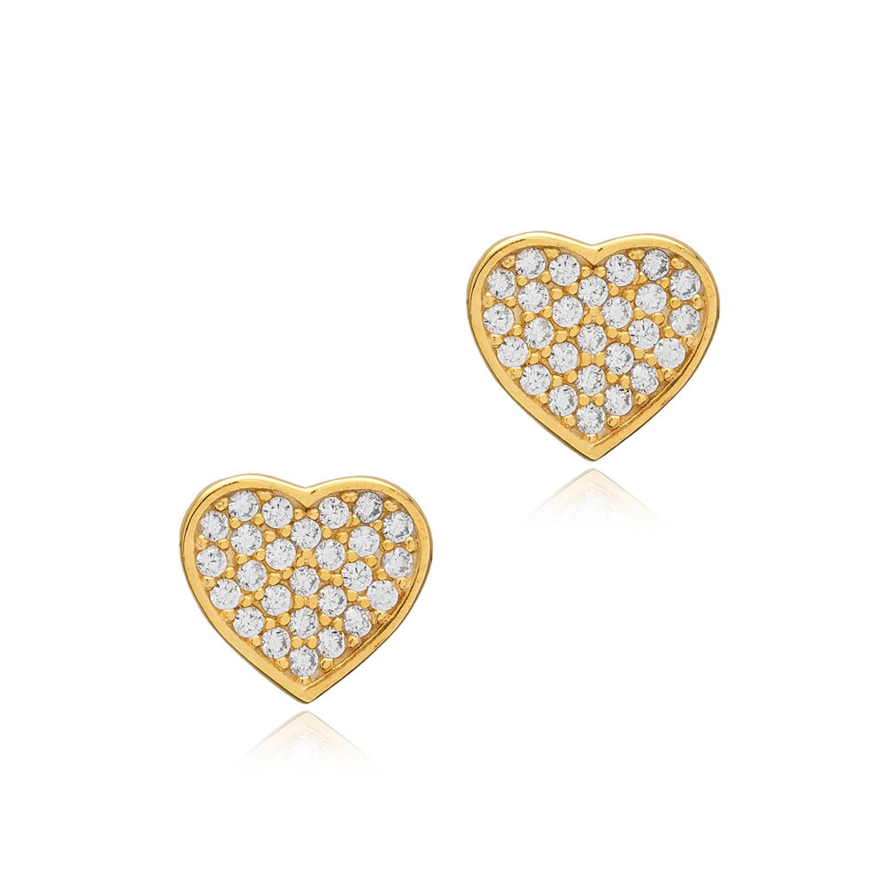 Heart Design Silver Jewelry Turkish Wholesale Stud Earrings