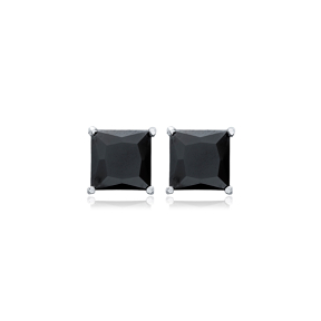 Black Cubic Zircon Square Shape Stud Earrings