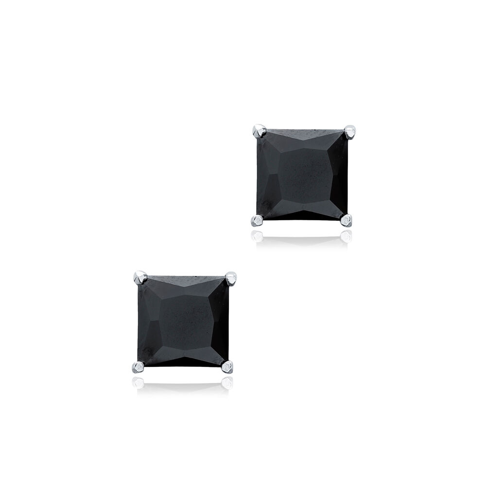 Black Cubic Zircon Square Shape Stud Earrings