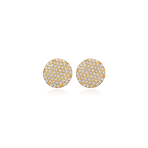 Round Shape CZ Wholesale Turkish 925 Silver Stud Earrings