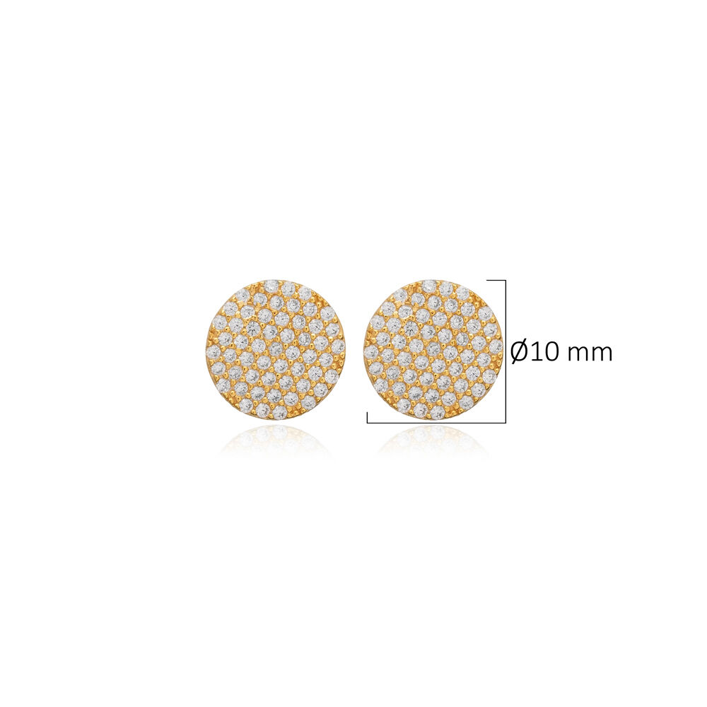 Round Shape CZ Wholesale Turkish 925 Silver Stud Earrings