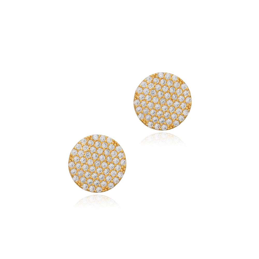 Round CZ Stone  925 Silver Stud Earrings