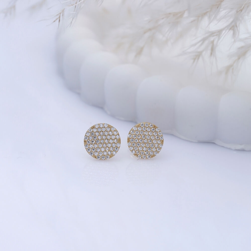 Round Shape CZ Wholesale Turkish 925 Silver Stud Earrings